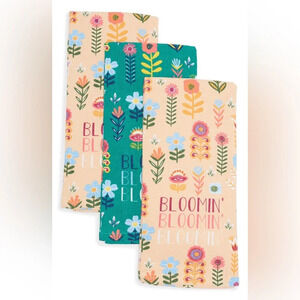 Folk Flowers Bloom Tea Towels - Set of 3, NWT